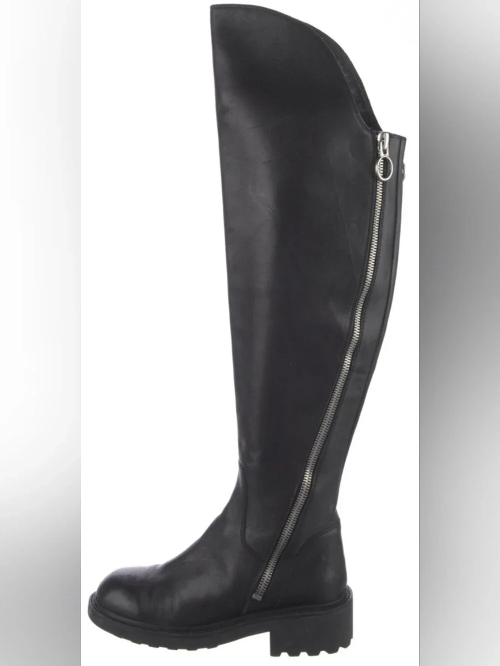 ASH Seven Black Leather Knee-High Zipper Boots